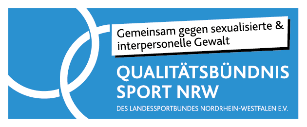 Logo Qualitätsbündnis Sport NRW: Gemeinsam gegen interpersonelle Gewalt. ETUF ist Mitglied.