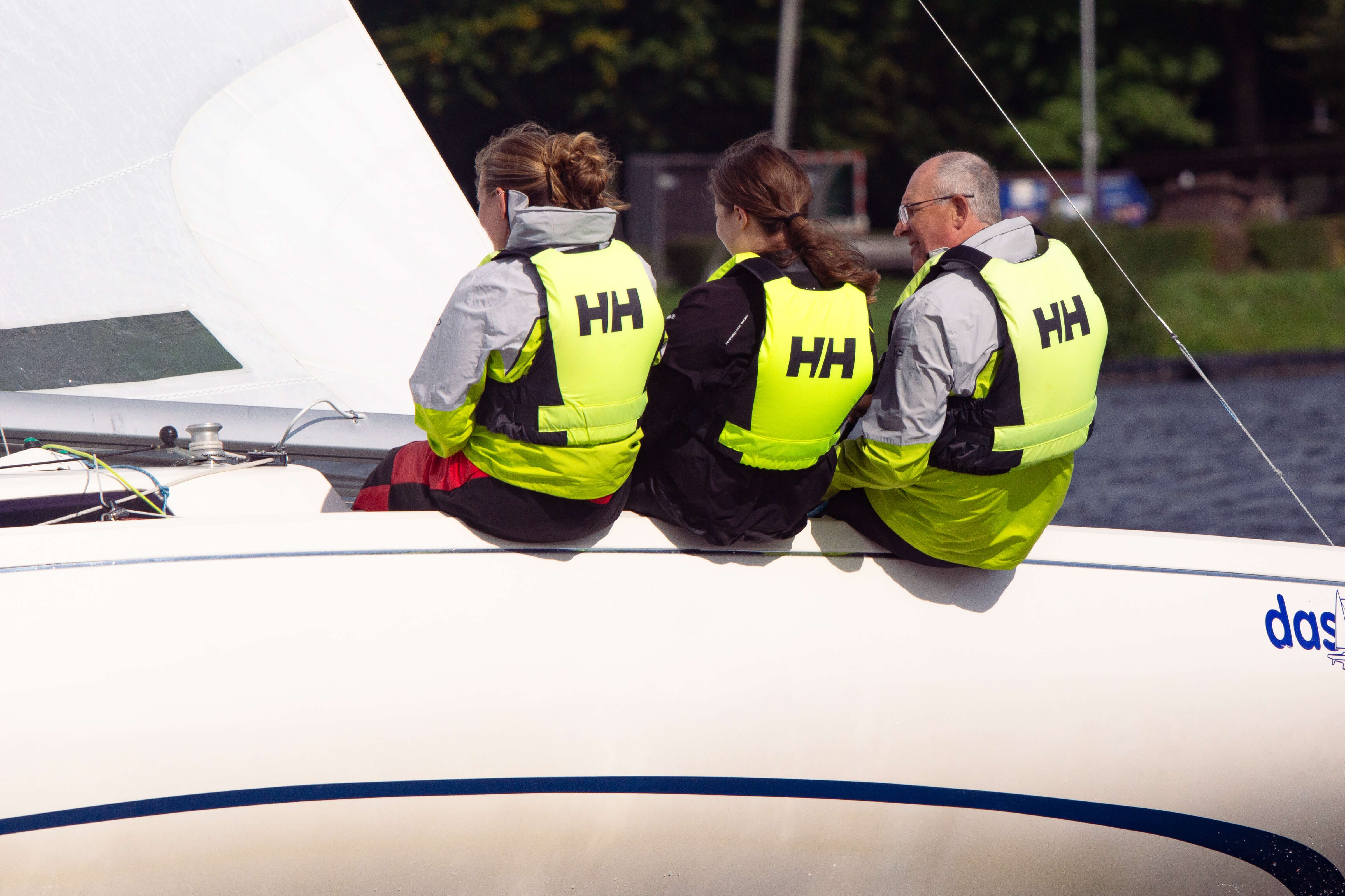 H-Boot Regatta Flottenmeisterschaft 2025 Baldeneysee: Mannschaft GER 1393 Christoph Zander, Gioia Knobel und Lilith Gatz.
